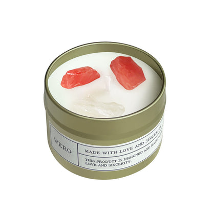 Sheehas Feng Shui Metal Canned Crystal Stone Aromatherapy Candle -- Positive Emotion Boost