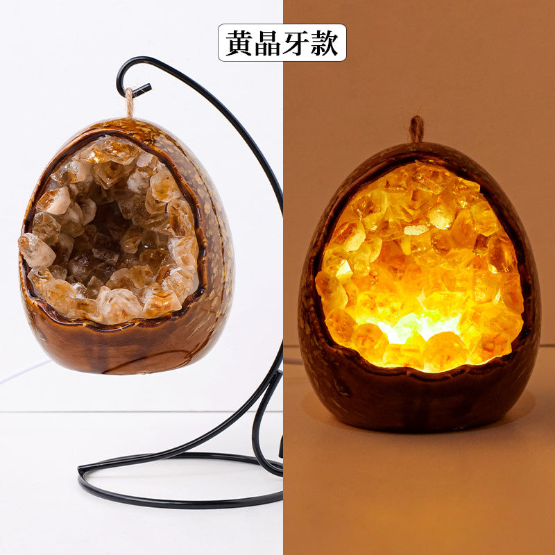 Dinosaur Egg Crystal Raw Stone Night Light