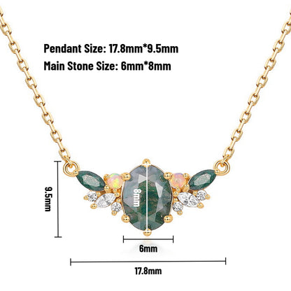 Moss Agate 10K Gold-Plated Sterling Silver Oval Flower-cluster Choker Necklace