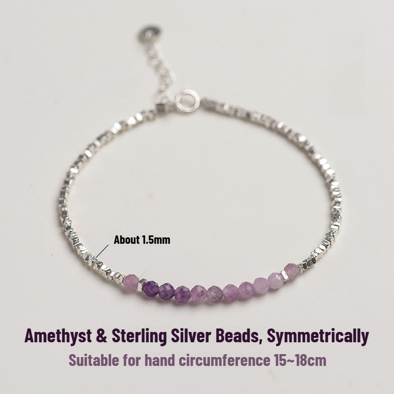 Bracelet Sheehas ajustable et empilable en améthyste naturelle dégradée et argent cassé