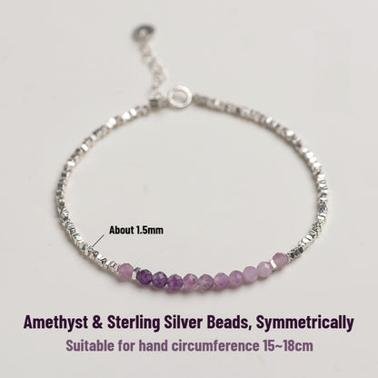 Bracelet Sheehas ajustable et empilable en améthyste naturelle dégradée et argent cassé