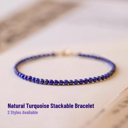 Sheehas Feng Shui Natural Lapis Lazuli 14K Gold-filled Energy Healing Stackable Bracelet