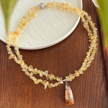 Natural Citrine Multi-layer Maillard-style Necklace by Sheehas