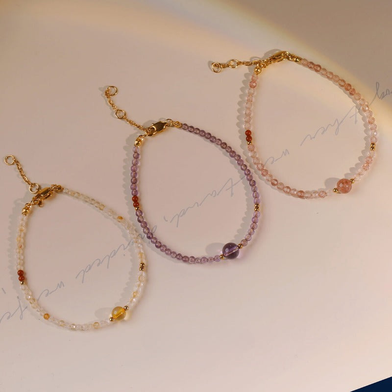 Sheehas Feng Shui Natural Crystal 18K Gold-plated Adjustable Stackable Bracelet: Improve Your Luck