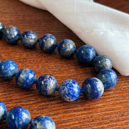 Lapis Lazuli Round Beaded Retro Choker Necklace