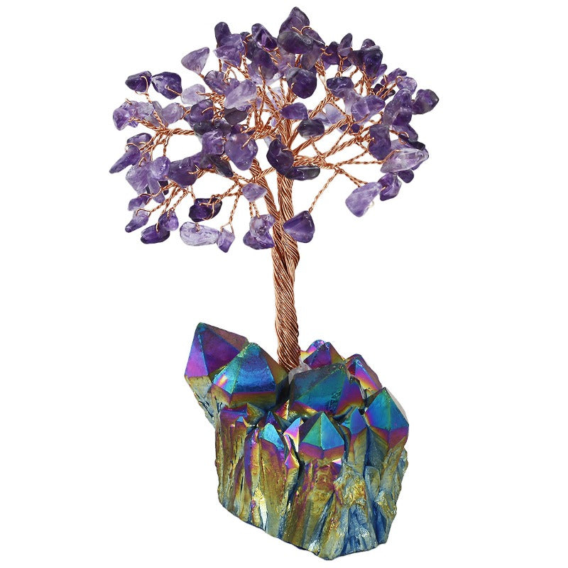 Arbre de vie en cristal naturel Feng Shui Sheehas avec base en cristal électrolytique