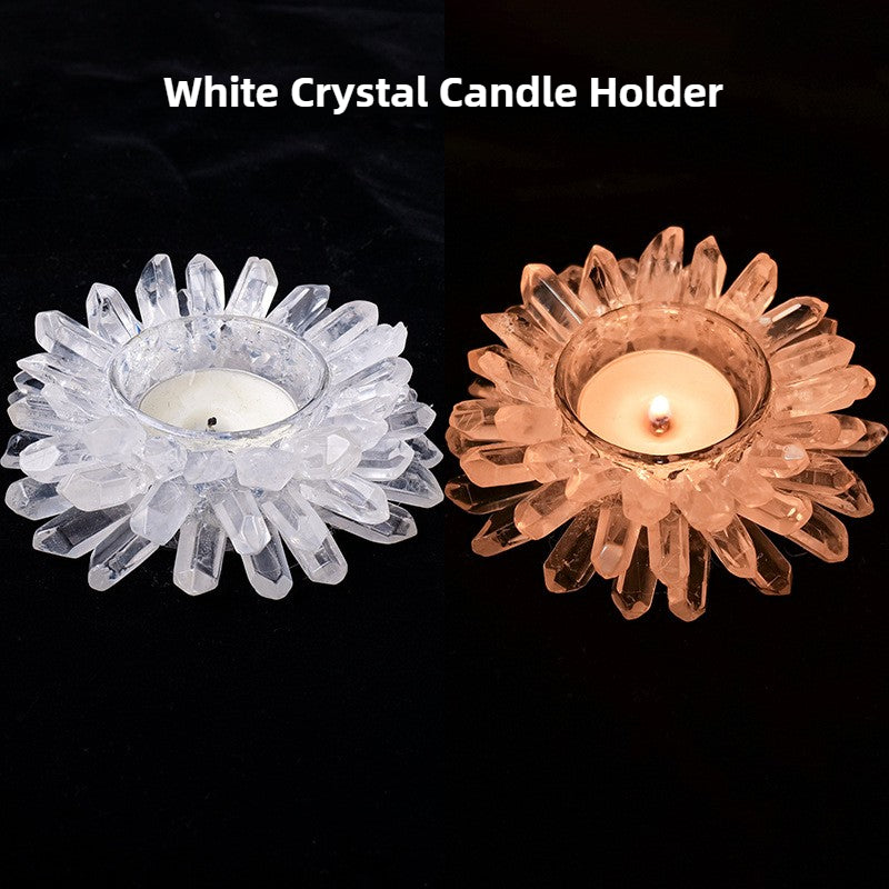 Sheehas Feng Shui Lotus Natural Crystal Raw Stone Candle Holder