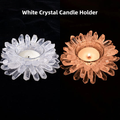Sheehas Feng Shui Lotus Natural Crystal Raw Stone Candle Holder