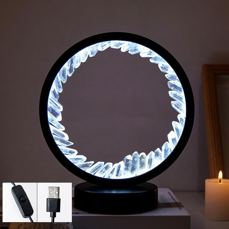 Sheehas Feng Shui Healing Natural Crystal Raw Stone Essence Halo Night Light