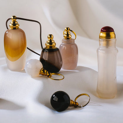 Sheehas Feng Shui Agate Raw Stone Essential Oil Bottle Wishing Pendant