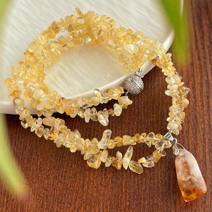 Natural Citrine Multi-layer Maillard-style Necklace by Sheehas