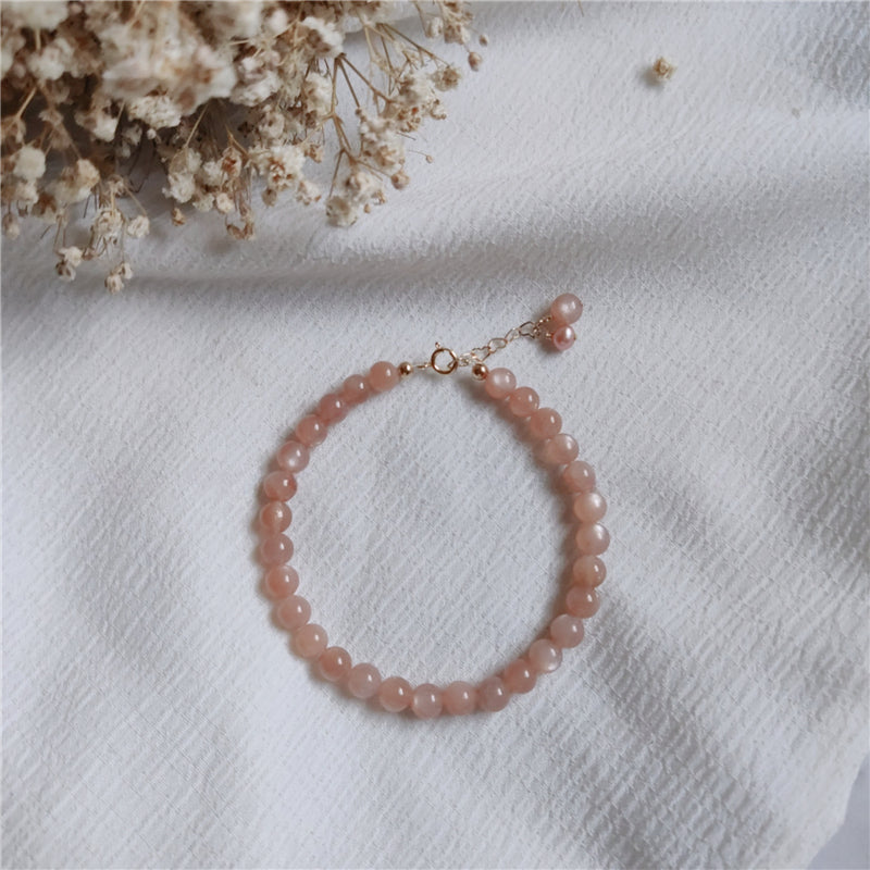Natural Sunstone 14K Gold Filled Stackable Bracelet: Enhance Courage