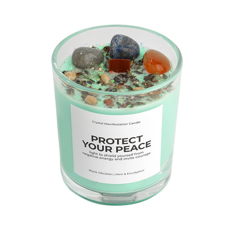 Sheehas Meditation and Prayer Crystal Energy Aromatherapy Candle - Peace of Body and Mind