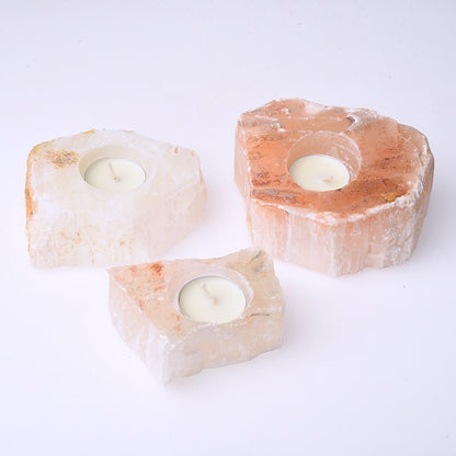 Chakra Healing Whole Raw Amethyst Cluster/Selenite/Crystal Candle Holder - 我的商店 - 