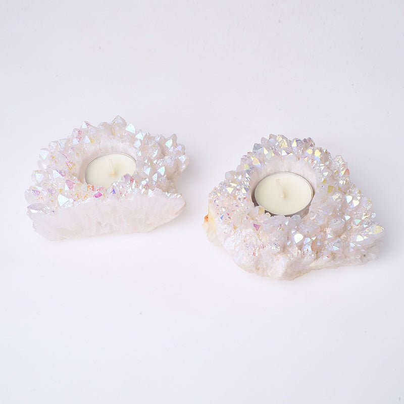 Chakra Healing Whole Raw Amethyst Cluster/Selenite/Crystal Candle Holder - 我的商店 - 