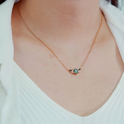 Moss Agate 10K Gold-Plated Sterling Silver Oval Flower-cluster Choker Necklace