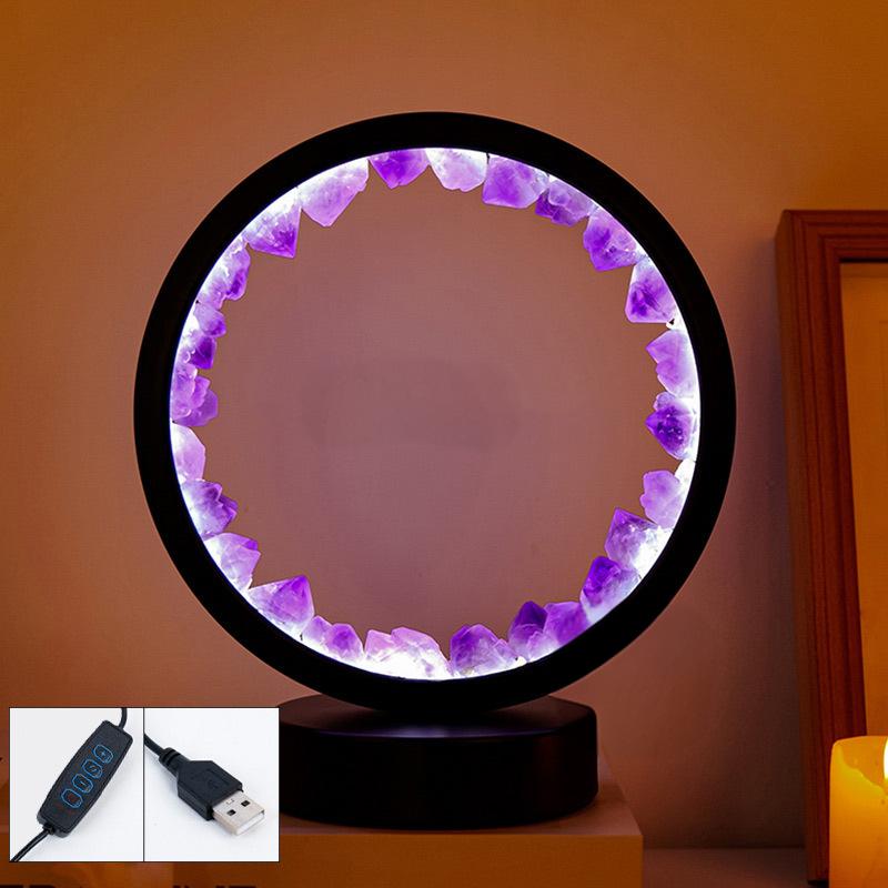 Sheehas Feng Shui Healing Natural Crystal Raw Stone Essence Halo Night Light