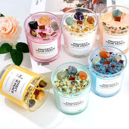Sheehas Meditation and Prayer Crystal Energy Aromatherapy Candle - Peace of Body and Mind