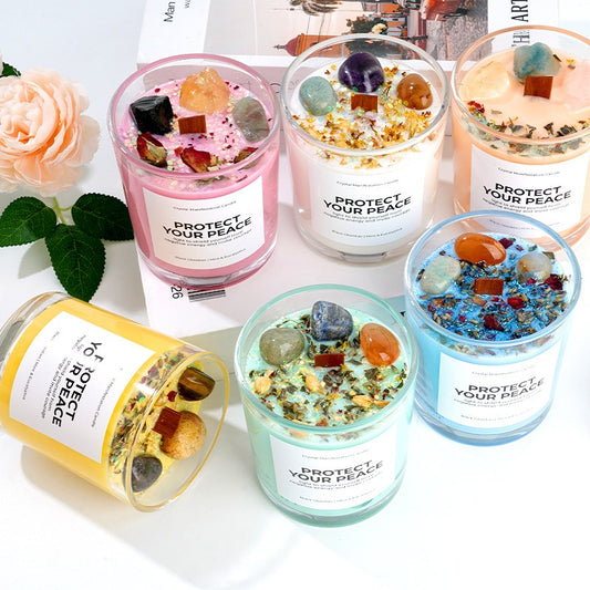 Sheehas Meditation and Prayer Crystal Energy Aromatherapy Candle - Peace of Body and Mind