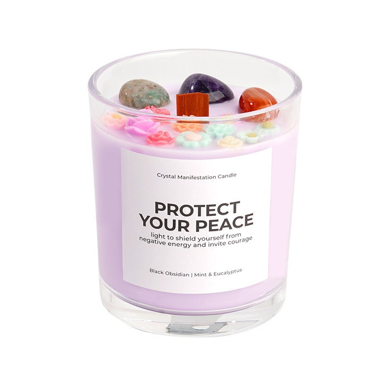 Sheehas Meditation and Prayer Crystal Energy Aromatherapy Candle - Peace of Body and Mind