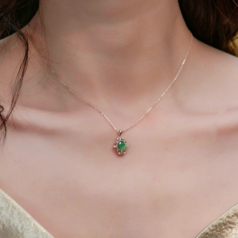 Moss Agate Palace-Style Pendant Necklace | Sterling Silver Pendant for Balance & Prosperity