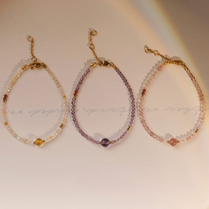 Sheehas Feng Shui Natural Crystal 18K Gold-plated Adjustable Stackable Bracelet: Improve Your Luck