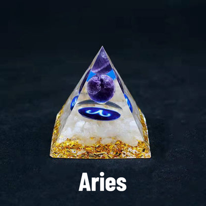 Sheehas Zodiac Crystal Pyramid | Astrological Energy Amplifier for the Twelve Zodiac Signs
