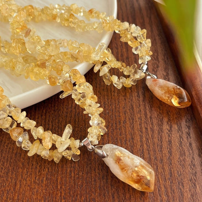 Natural Citrine Multi-layer Maillard-style Necklace by Sheehas