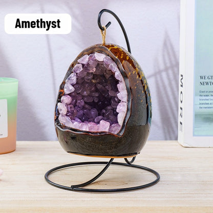 Dinosaur Egg Crystal Raw Stone Night Light