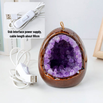 Dinosaur Egg Crystal Raw Stone Night Light