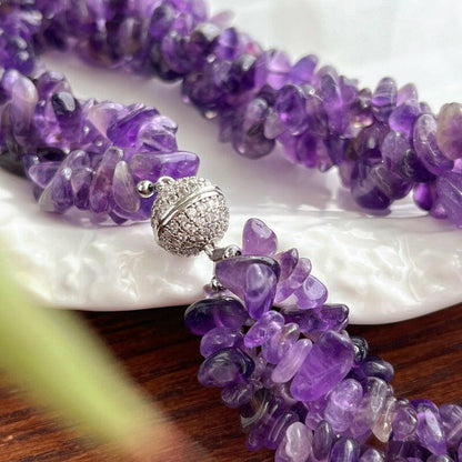 Amethyst Crushed Stone Multi-layer Choker Necklace by Sheehas
