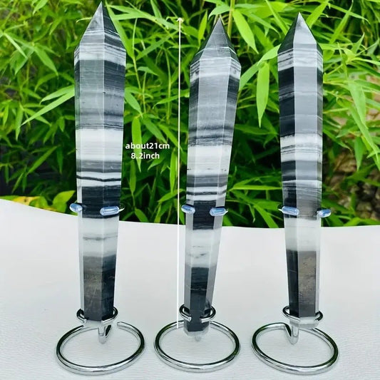 Sheehas Black Onyx Taiji - Stone Energy Scepter ( Height: 6.7" - 8") - 我的商店 - Artwork in Decor