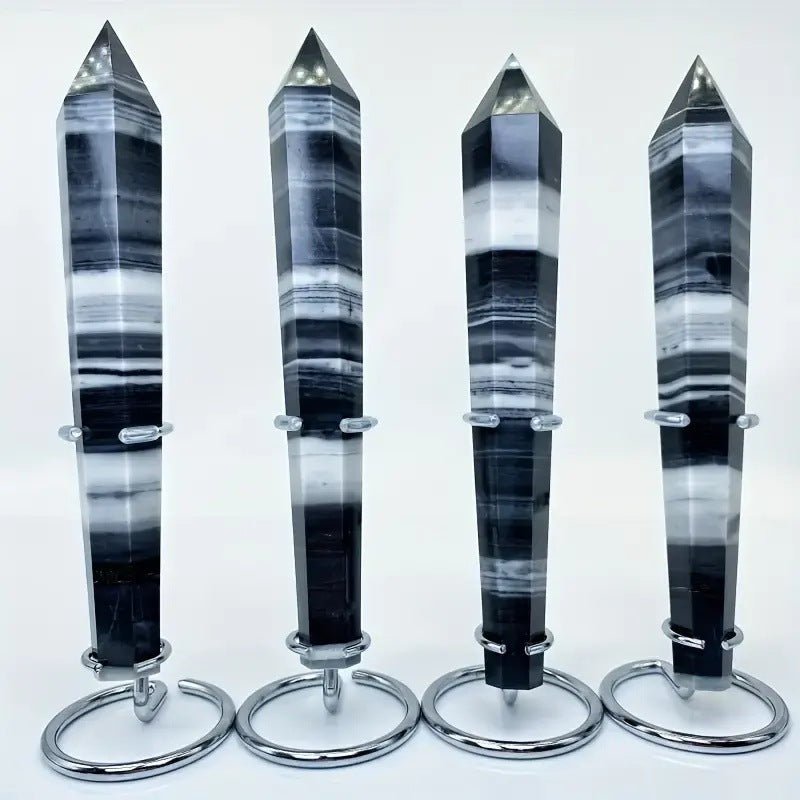Sheehas Black Onyx Taiji - Stone Energy Scepter ( Height: 6.7" - 8") - 我的商店 - Artwork in Decor