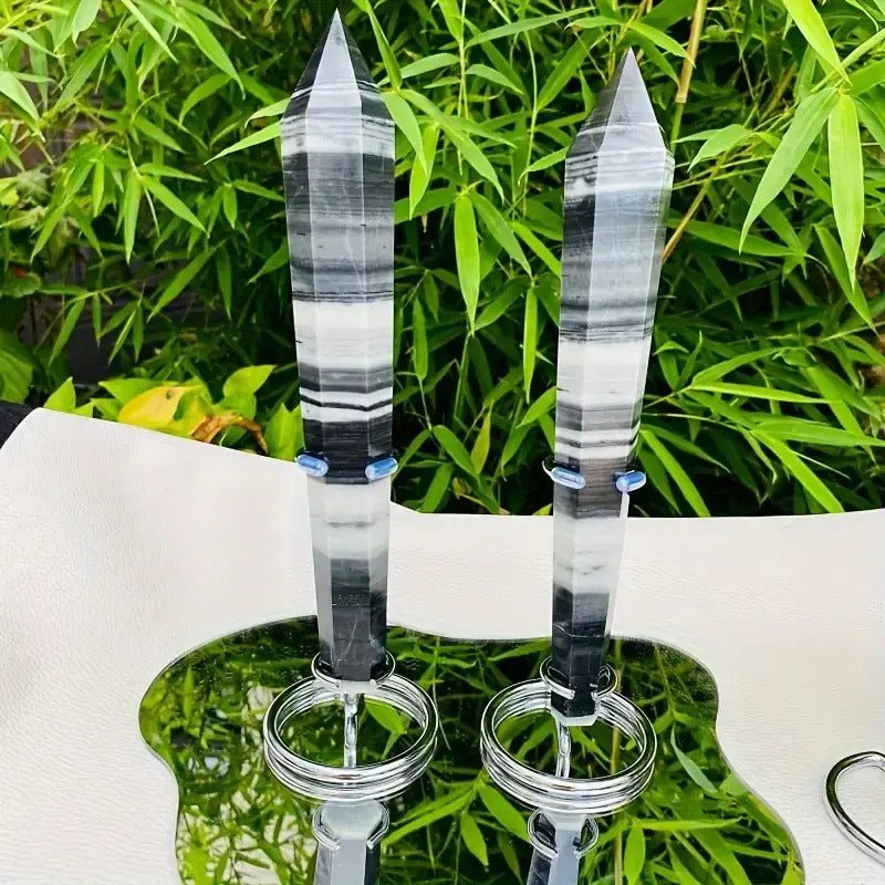 Sheehas Black Onyx Taiji - Stone Energy Scepter ( Height: 6.7" - 8") - 我的商店 - Artwork in Decor