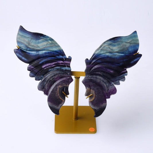 Sheehas Chakra Healing Natural Rainbow Fluorite/Rhodonite Angel Wings - Energy Aura Booster - 我的商店 - 