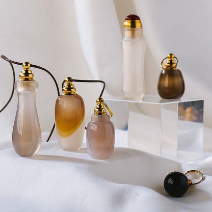 Sheehas Feng Shui Agate Raw Stone Essential Oil Bottle Wishing Pendant - 我的商店 - 