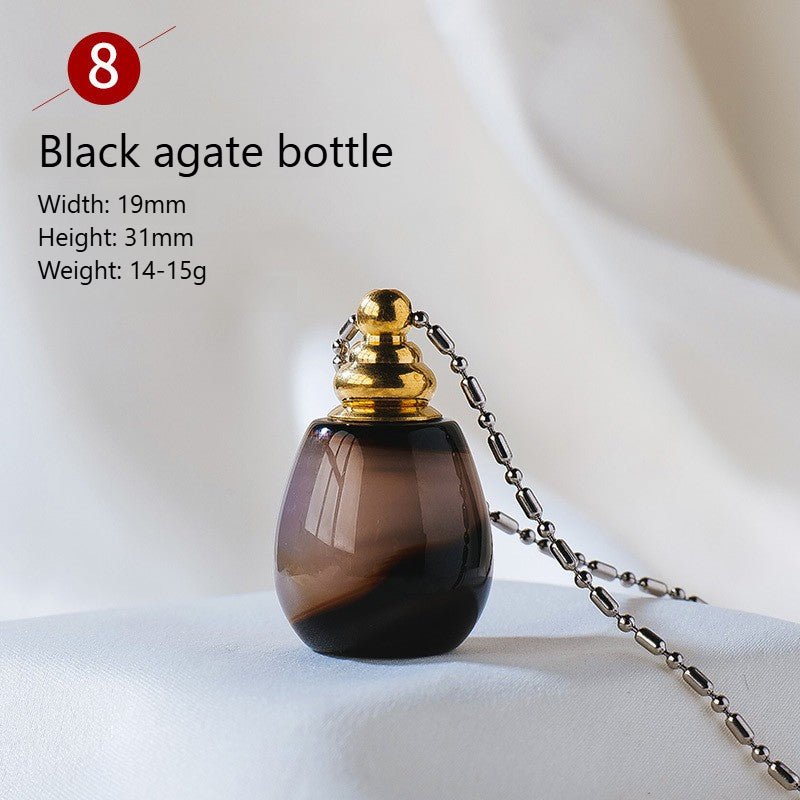 Sheehas Feng Shui Agate Raw Stone Essential Oil Bottle Wishing Pendant - 我的商店 - 