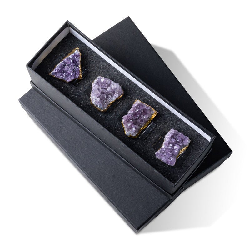 Sheehas Feng - Shui Amethyst Cluster Gold - Rimmed Napkin Rings (4 pcs) - 我的商店 - tablecloth clip