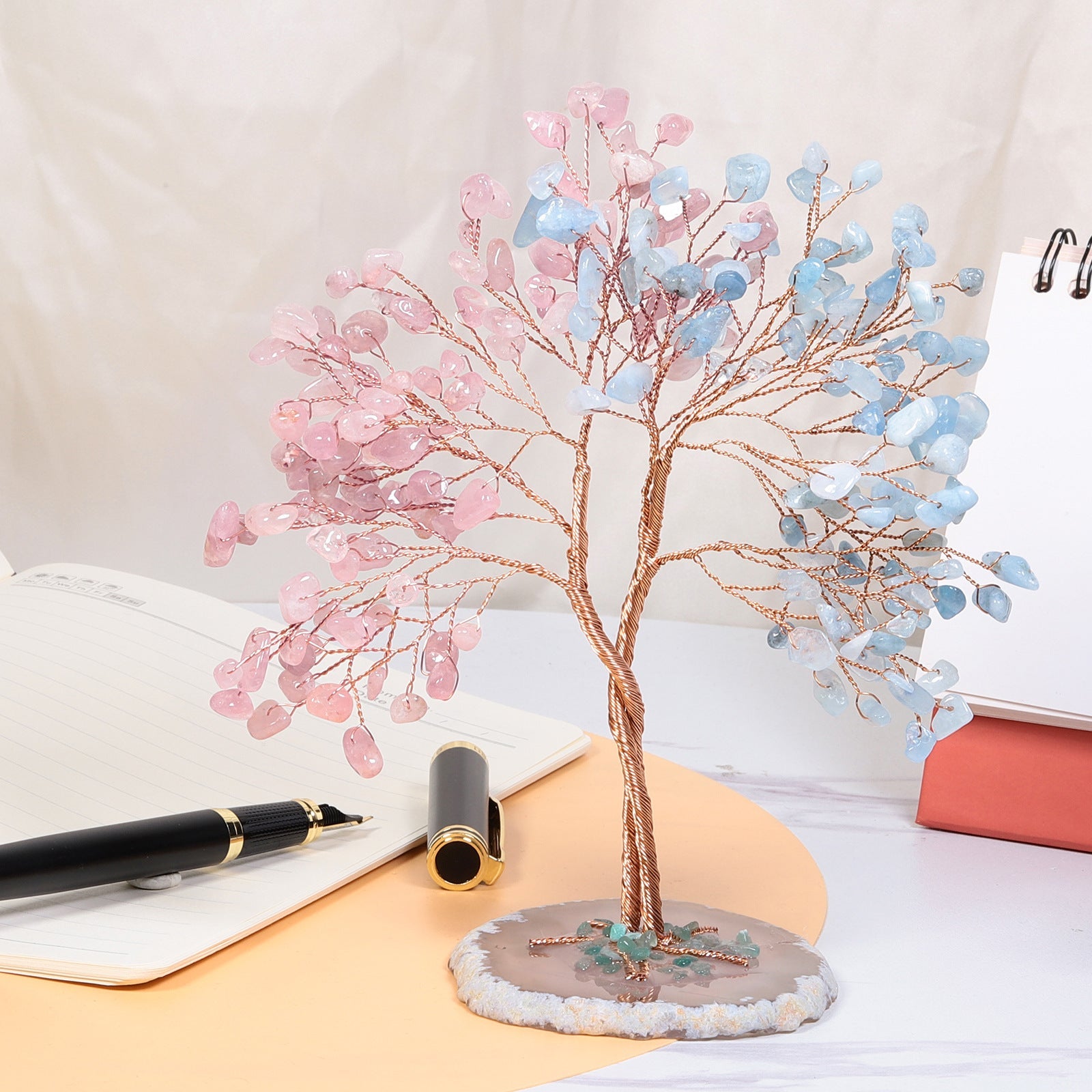 Sheehas Feng Shui Crystal Money Tree of Life with Natural Agate Slice Base - 我的商店 - 