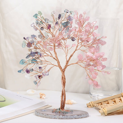 Sheehas Feng Shui Crystal Money Tree of Life with Natural Agate Slice Base - 我的商店 - 