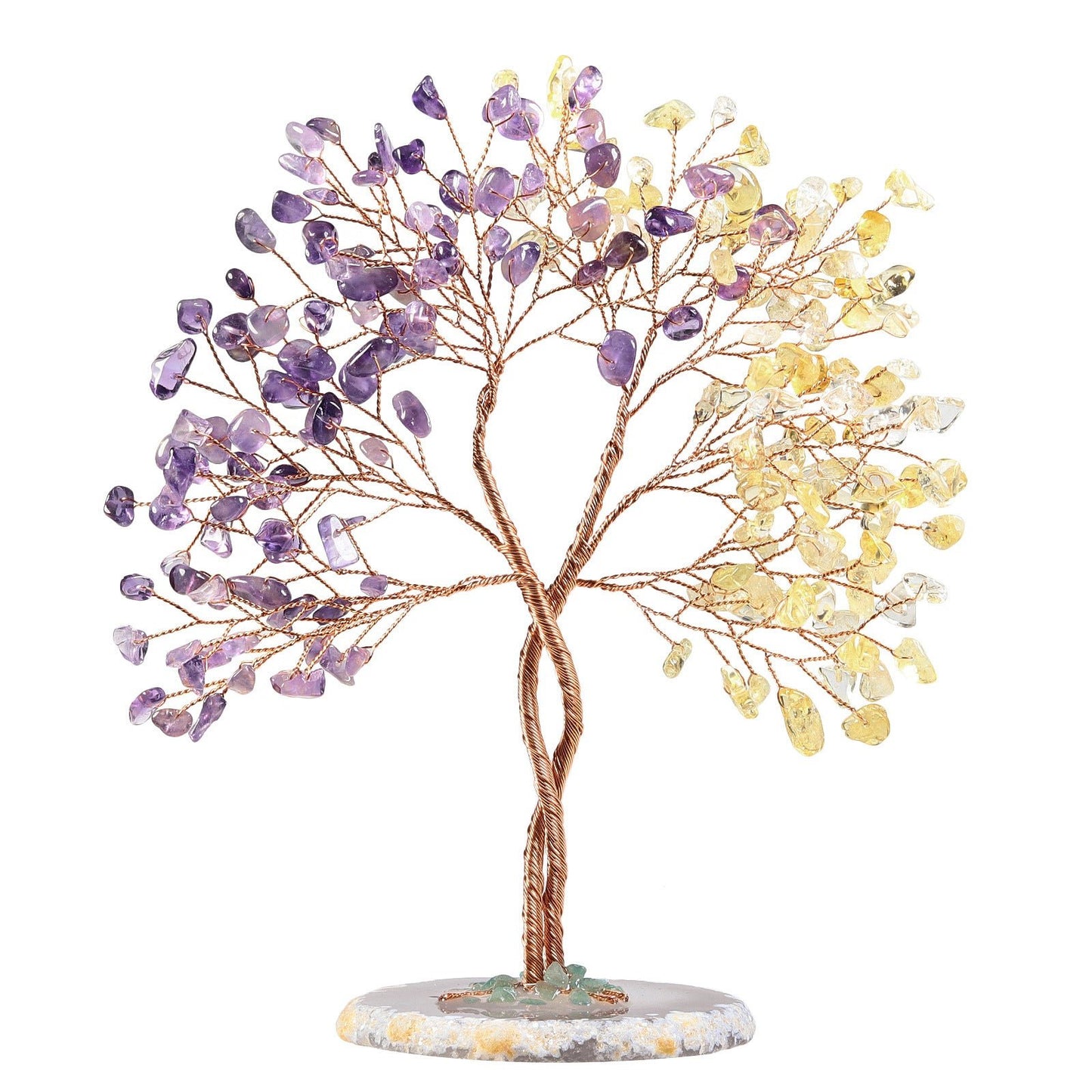 Sheehas Feng Shui Crystal Money Tree of Life with Natural Agate Slice Base - 我的商店 - 