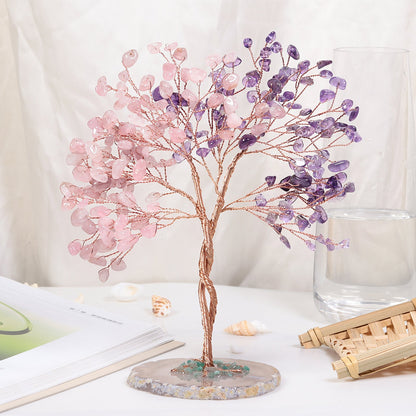 Sheehas Feng Shui Crystal Money Tree of Life with Natural Agate Slice Base - 我的商店 - 
