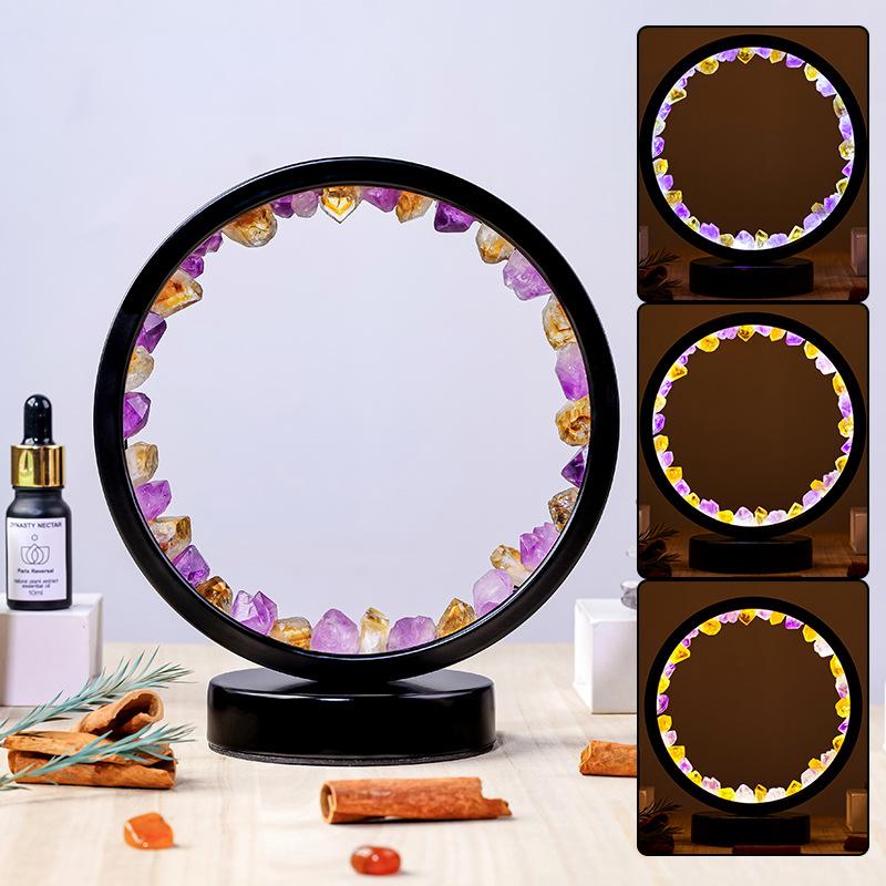 Sheehas Feng Shui Healing Natural Crystal Raw Stone Essence Halo Night Light - 我的商店 - 