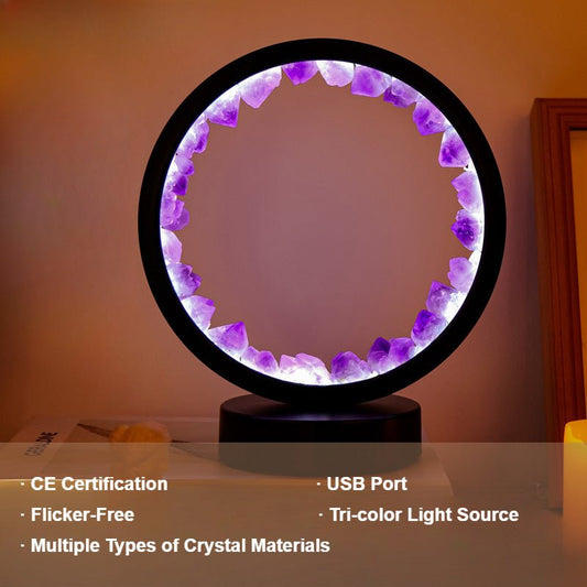 Sheehas Feng Shui Healing Natural Crystal Raw Stone Essence Halo Night Light - 我的商店 - 