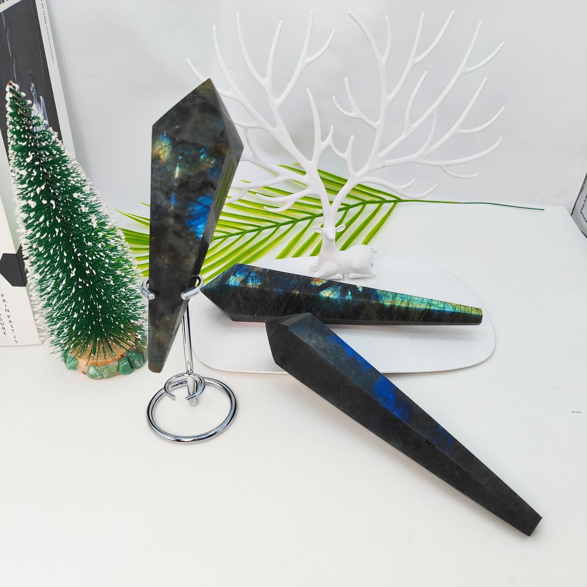 Sheehas Feng Shui Labradorite Scepter - The Sacred Object for Spiritual Energy Renewal and Enlightenment (Height: 5.1" - 7.9") - 我的商店 - 