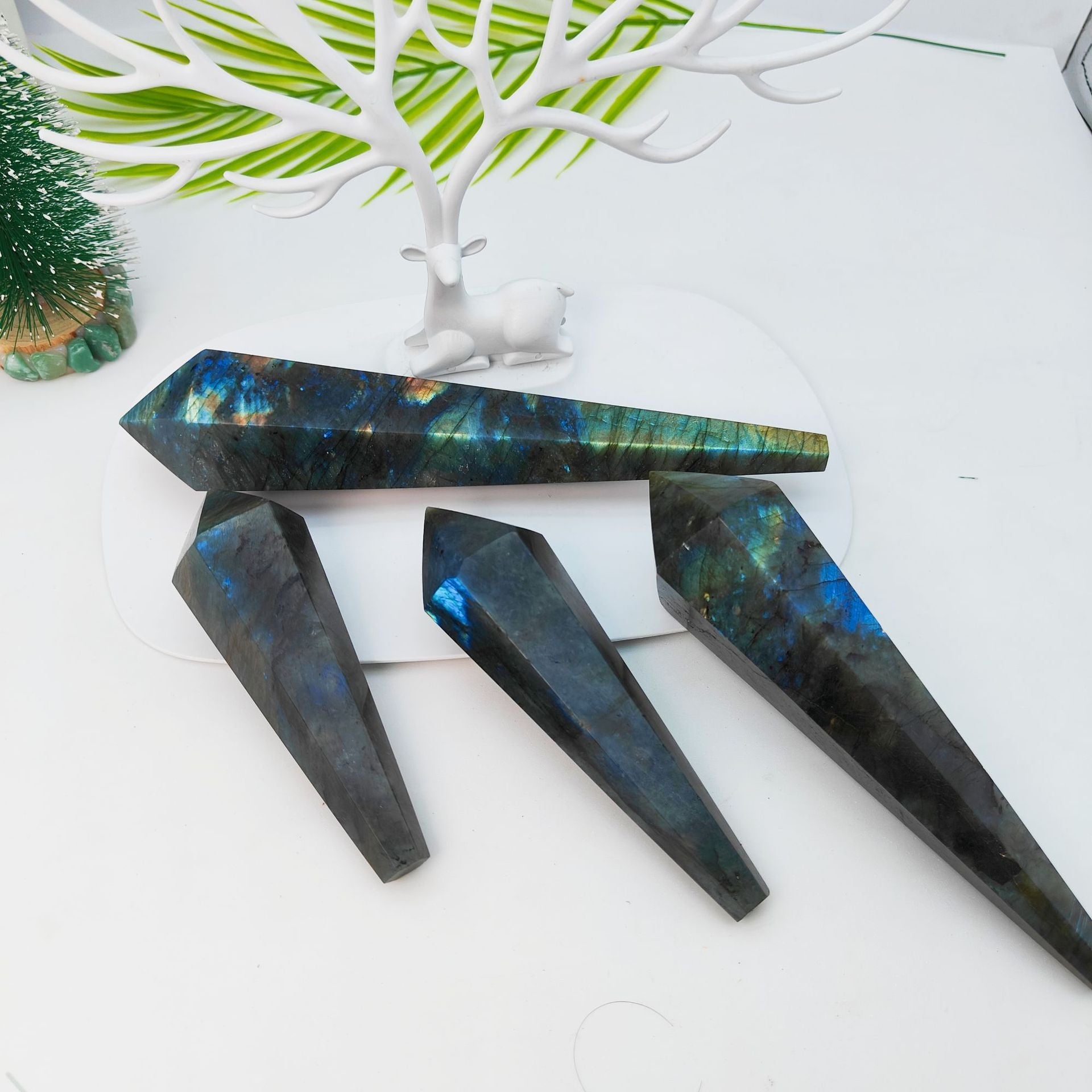 Sheehas Feng Shui Labradorite Scepter - The Sacred Object for Spiritual Energy Renewal and Enlightenment (Height: 5.1" - 7.9") - 我的商店 - 