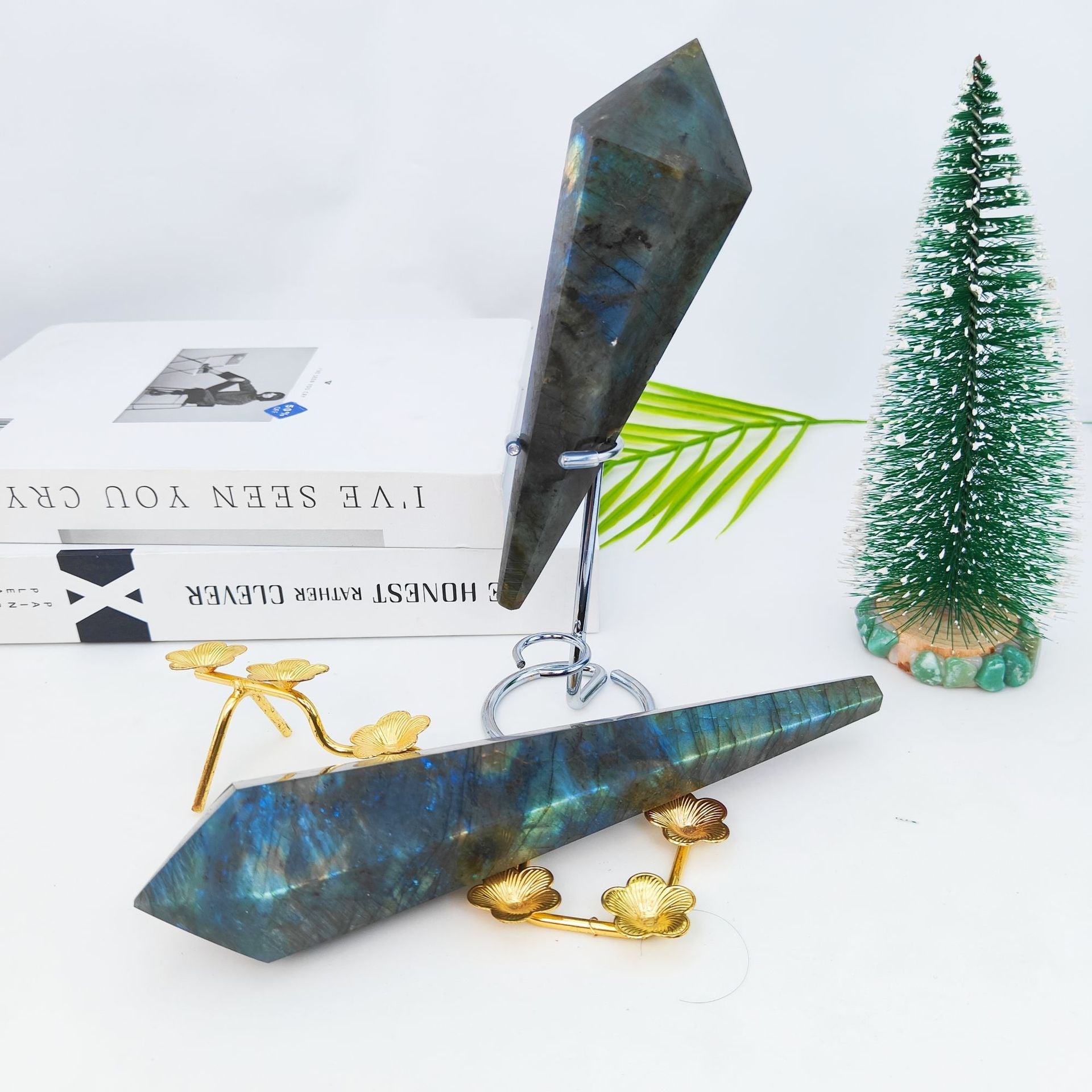 Sheehas Feng Shui Labradorite Scepter - The Sacred Object for Spiritual Energy Renewal and Enlightenment (Height: 5.1" - 7.9") - 我的商店 - 
