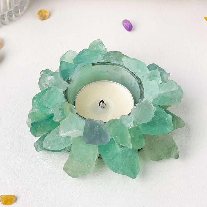 Sheehas Feng Shui Lotus Natural Crystal Raw Stone Candle Holder - 我的商店 - 