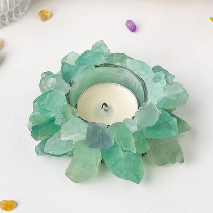 Sheehas Feng Shui Lotus Natural Crystal Raw Stone Candle Holder - 我的商店 - 