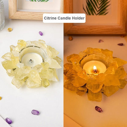 Sheehas Feng Shui Lotus Natural Crystal Raw Stone Candle Holder - 我的商店 - 